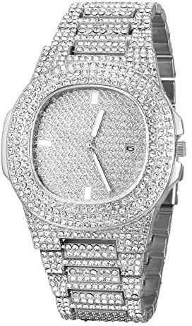 JewelryWe Uhren Damen Herren Analog Quarz Armbanduhr Elegant Quadrat Glitzer Strass Beiläufige Uhr mit Metall-Armband und Uhrenwerkzeug Silber