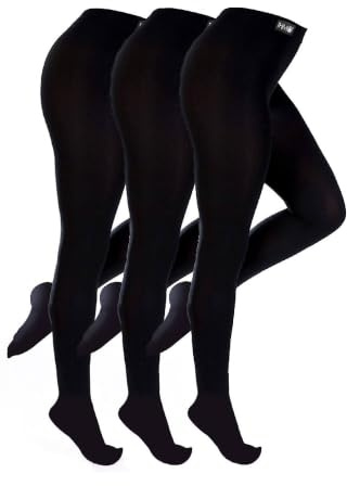 THMO 3er Pack Damen Thermostrumpfhose Weiche Fleece Gefüttert Blickdichte Plüschstrümpfe in Schwarz (M, Schwarz)