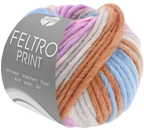Lana Grossa Feltro Print 395 - Graulila/Flieder/Nougat/Rauchblau