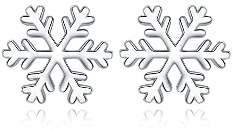 Josfeva 925 Sterling Silber Schneeflocke Ohrringe für Damen, Weihnachten Ohrstecker, 9mm Knorpel Schlafen Ohrstecker zum Winter