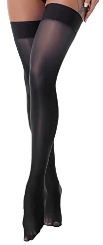 iEFiEL Damen Transparent Halterlose Nylon Strümpfe Socken Strumpfhose Kurz Stockings Einfarbig Kniestrümpfe Schwarz Einheitsgröße