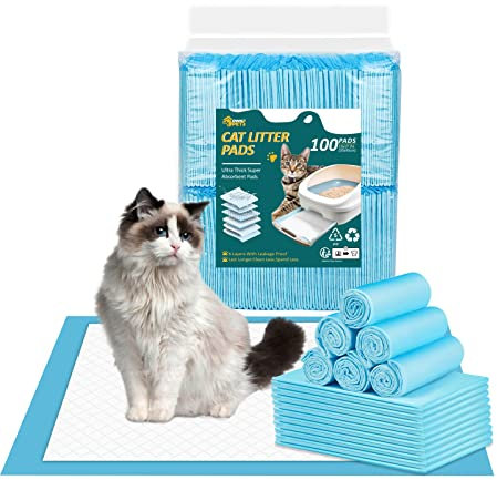 Ownpets Katzentoiletten-Pads 45 x 33 cm, auslaufsicher, 6-lagig, Kätzchen-Trainingspads, Katzentoilette, Urinier-Pads mit super saugfähiger Oberfläche für Haustiere, 100 Stück Cat