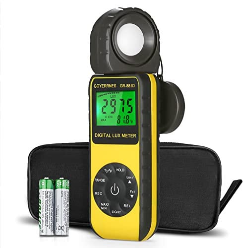 Misuratore di luce Misuratore di illuminamento digitale 0~400.000 Lux Fotometro di illuminazione GR-881D Misuratore di Lux portatile con misurazione della luminosità dell'intensità della temperatura.