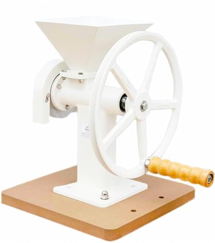 Manual Hand Grain Mill White | Heavy-Duty Hand Operated Food Grinder for Wheat, Corn, Oats, Coffee Beans, Rice & Dry Grains | Hand Crank Kitchen Flour Mill for Home, Camping, Survival & Everyday Use