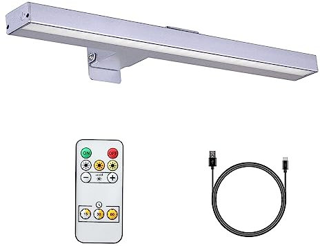 MIOBLUE Kabellose Bilderleuchte mit Fernbedienung, Bilderlampe mit Fernbedienung, 16 Zoll Wiederaufladbare Dart beleuchtung Malleuchte mit 3 Beleuchtungsmodi zum Malen Art, Vollmetall,Silber