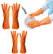 FCSHFC 3 Pairs Non-Slip Rubber Gloves Reusable Cleaning Gloves, Dishwashing Gloves Kitchen Washing Up Gloves for Household (Color : Orange, Size : M)