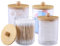 Vexillic Rangement Coton Tige, 4 Pièces Distributeur de Cotons Boite Tige en Acrylique Porte Coton Tige avec Couvercle en Bambou Boite pour Fil Dentaire, Houppettes, Petits Objets