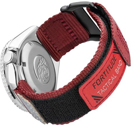 Ritche Ersatz-Uhrenarmband für Herren und Damen, Nylon, 22 mm, mit Schnellverschluss, Rot/Weiß, Elefant, Strumpffüller für Herren