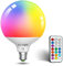DoRight Ampoule E27 blanc chaud à changement de couleur, Dimmable G120 10W Ampoule, avec télécommande, mémoire et fonction minuterie, Ampoule couleur pour la maison, la décoration （Lot de 1）