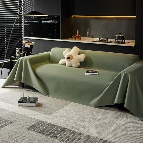VanderHOME Waffel Sofaüberwurf wasserdichte Sofaüberwurf Antirutsch Sofahusse Schutz vor Haustier Katze Hunde Sofa überwurf 190 * 300cm-Matcha Grün