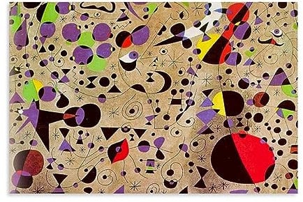 OqcEha Joan Miro Kunstdruck auf Leinwand, abstrakt, Paiting The Poetess, 50 x 75 cm