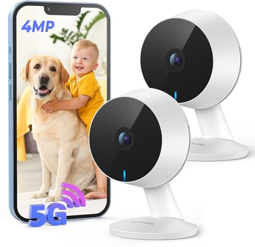 Codnida 2Pcs Überwachungskamera Innen WLAN IP Kamera Überwachung Kamera für Baby/Haustier Mit Bewegungserkennung,2,4GHz/5GHz WiFi Indoor/Outdoor Camera,24/7-Aufzeichnung,2-Wege-Audio