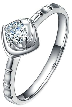 Ehering Platin 950, Eheringe Weissgold Damen Lab Diamant 0.2CT H Rundschliff VVS mit Größe 62 (19.7) Npassbar für Abschlussball