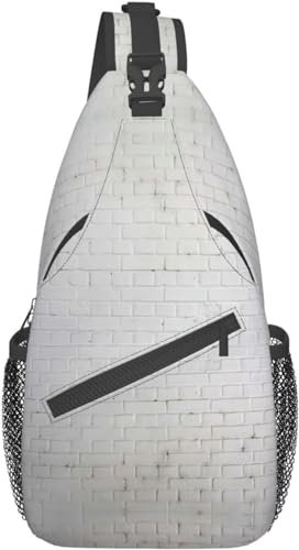 KWQDOZF Alter weißer Backsteinmauer-leichter Sling-Rucksack mit Kiefernmuster Schultertasche Brusttasche Sling-Tasche Reisen Wandern kleiner Rucksack