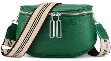 ZOUIQSS Damen Bauchtasche Echtleder Umhängetasche Breiter Riemen Umhängetasche Elegante Handtasche Stylische Brusttasche(grün)