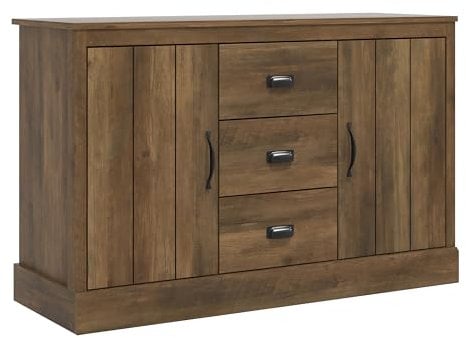 Galano Bristol Sideboard mit 2 Türen und 3 Schubladen – Aufbewahrungseinheit - Einfache Montage Buffetschrank – 40.8T x 113B x 72.6H cm – Knorrige Eiche