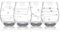Joeyan Etched Stemless White Wine Glasses, Short Red Wine Glass with Engraving, 520ml Huge Beer Drinking Cups Set, Set of 4 Transparent with Line Dot Motifs, Cheers for Alcohol Party, Wedding,Gift
