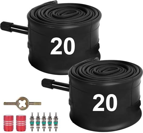 20 Zoll Fahrradschläuche 20 x 2.125/2.40 Heavy Duty Fahrradschlauch mit 32mm Schrader-Ventil und Montagezubehör (2er Pack)