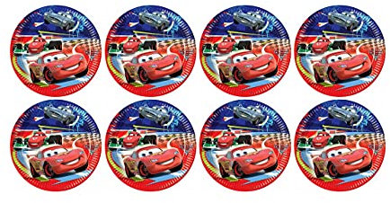ALMACENESADAN, 5121, Pack fiesta cumpleaños; pack 8 platos de cartón 23 cm; de la licencia (Cars)