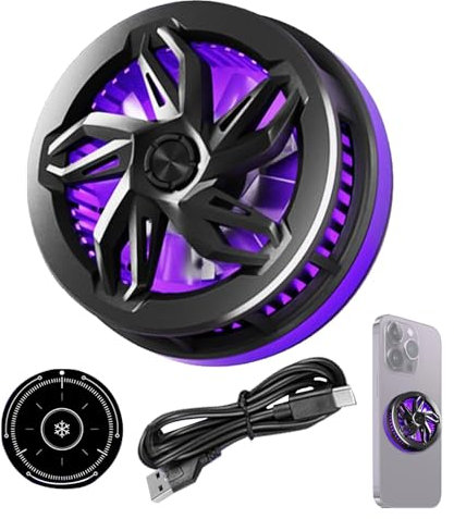 Nkmujil Phone Cooling Fan, Magnetic Cooling Device, Phone Cooler, Smartphone Cooling Fan, Magnetic Attachment Phone Fan with Portable Radiator, Keeps Smartphones Cooler, for Efficient Phone Cooling