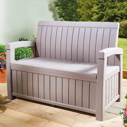 Coopers of Stortford Garden Storage Bench Polypropylene Wood Effect Weather-proof Patio 230L Capacity