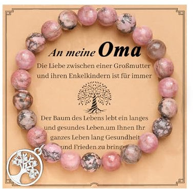 POWWA Oma Geschenk, Geschenk für Oma Weihnachten Weihnachtsgeschenke Armband von Enkelin Enkel Lebensbaum Naturstein Armband Geburtstag Valentinstag Muttertagsgeschenk