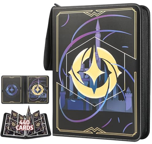 TCGUARD Sammelalbum für Lorcana-Karten, Premium Sammelkarten Album mit 440 Fächern, Kompatibel mit Lorcana Karten, Card Binder für TCG-Aufbewahrungs und Präsentationssammlung(Schwarz 4)