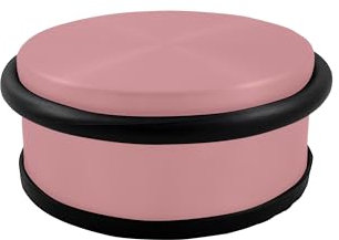 HSI Türstopper Boden Edelstahl 95 x 40 mm Rosa - Rutschfester, flacher Stopper mit türschonendem Gummiring, Rostfrei