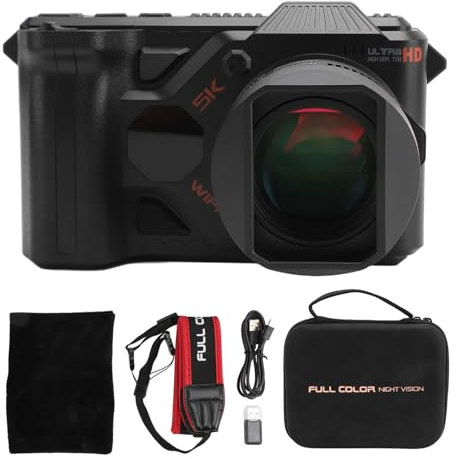 Fotocamera Digitale 5K con Scheda da 64GB, Fotocamera Compatta per Vlogging con Zoom Ottico 5G 50x, Visione Notturna a Colori Videocamera da 50MP Videocamera Punta e Scatta