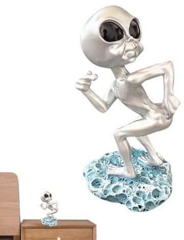 ycezw Außerirdische Gartenfigur, Alien-Figuren, Alien-Figuren, Alien-Figur, Alien-Figur, außerirdische Harzskulptur des Weltraums, kreative Statuettendekoration