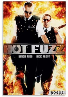 XXueMei Filmposter, Motiv: Hot Fuzz (2007), Vintage-Poster, dekorative Malerei, Leinwand, Wandposter und Kunstdrucke, modernes Zuhause, Schlafzimmer, Dekoration, Poster, 30 x 45 cm, ungerahmter Stil