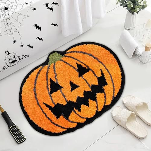 ACAREY Halloween Deko Fußmatte, Halloween Kürbis Fußmatte, Halloween Fußmatte Willkommensmatte Für Innen Außen Deko, Bunt Küche Teppich rutschfeste Für Schlafzimmer, Wohnzimmer, Küche (Kürbis)