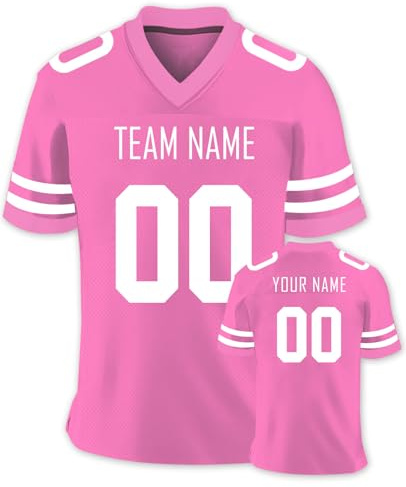 Personnalisé Sport Maillot de Football Américain Personnalisable avec Logo Prénom Homme Femme Enfant T-Shirts Manches Courtes à Séchage Rapide, S-7XL