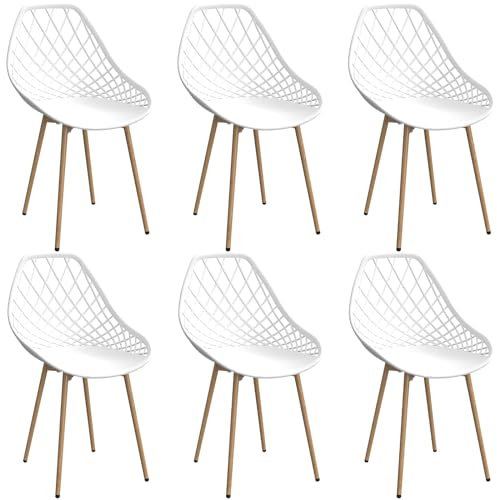 JIJIAN Chaise Salle a Manger Lot de 6,Chaise de Cuisine avec Pieds en Métal,Chaise scandinave,Confortable chaises de Salle à Manger, Chaise de Jardin,Chaise Salon avec Dossier