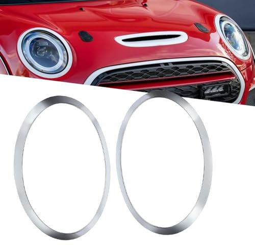 2 Stück Mini Scheinwerfer-Zierring, Scheinwerfer-Zierring Auto Ersatz Kompatibel mit BMW MINI COOPER F55/F56/F57, 51137300631, 51137300632, 51712355791, 51712355798(Silber)