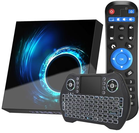 Android TV Box 4GB RAM 32GB ROM 6K 4K HD TV Box Android 10.0, H616 Quad-Core Android Boxes with Dual WiFi 2.4G/5.0G Ethernet Blustooth 3D Smart TV Box with Mini Wireless Keyboard