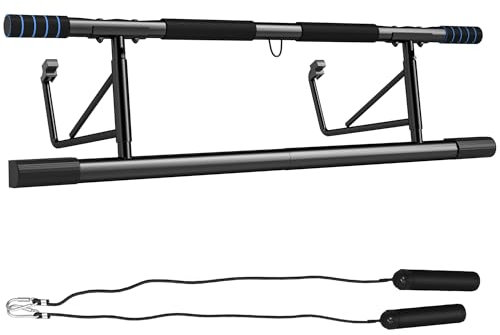 SPORTNOW Doorway Pull-Up Bar, No-Drilling Chin-Up Bar, Push-Up Stand with Resistance Bands, Padded Handles for Home Gym Exercise