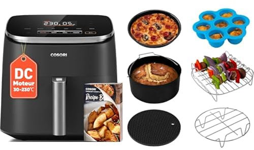 COSORI Air Fryer 9 en 1,TurboBlaze,Machine à Courant Continu,6L Compact,5 Vitesses de Vent Réglables,Friteuse Sans Huile,Économis d'Énergie de 64 Pour cent, Air Fry,Réchauffer,Cuire,3-5 Personnes
