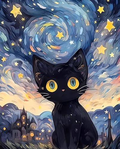 Jazcimdo Diamond Painting, Diamant Painting Bilder Katze für Erwachsene und Kinder, DIY Mosaikherstellung Bastelset für Geschenke und Wanddekoration (30x40cm)