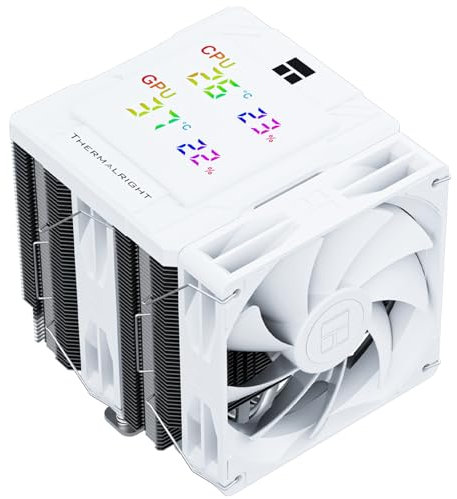 Thermalright Peerless Assassin 120 Digital White CPU Air Cooler, copertura superiore schermo digitale, 6 heatpipe CPU Cooler, per AM4/AM5, Intel LGA1700/1851/1150/1151/1200, PC Cooler-White