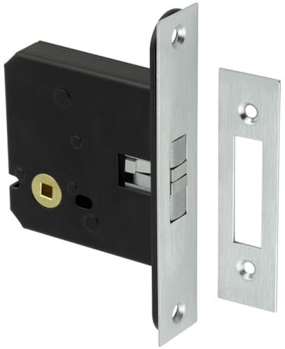 Satin Chrome Mortice Lock for Sliding Bathroom Doors - Door Lock