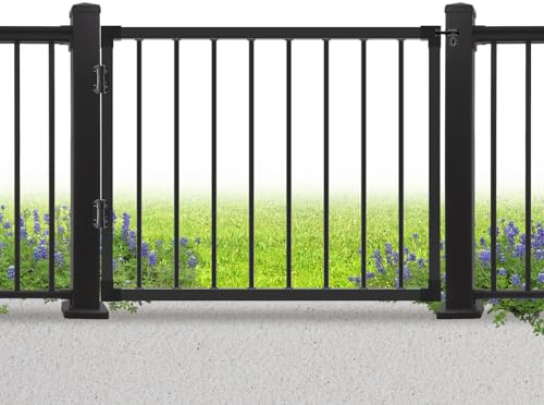 SunCrafts Deck Fence Gate Outdoor, 32''H Gate for 36''H Deck, Black Heavy Duty Steel Anti-Rust Door with Customizable Width (Up to 48), Metal Gate for Residential, Yard, Patio(No Hinge)