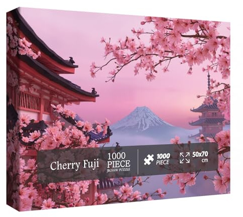 Flower Japan Landscape Puzzle pour adultes 1000 pièces Puzzle de fleurs de cerisier stimulant Belle montagne florale rose puzzle japonais asiatique