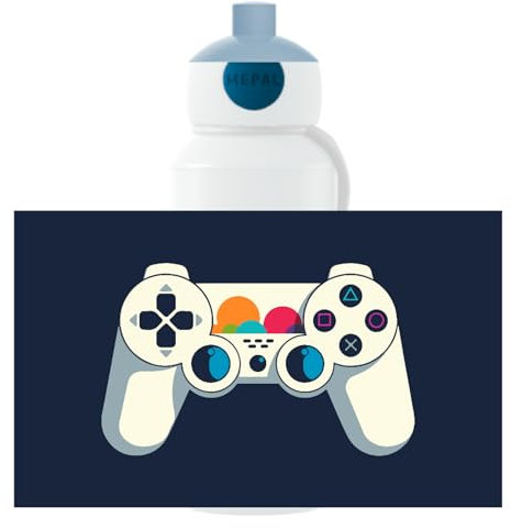 Mepal Trinkflasche Pop-up Campus - Wasserflasche für Kinder - Gaming - Auslaufsichere Flasche für die Schule - Wiederverwendbar - BPA-frei & Spülmaschinenfest - 400 ml - Weißer Controller