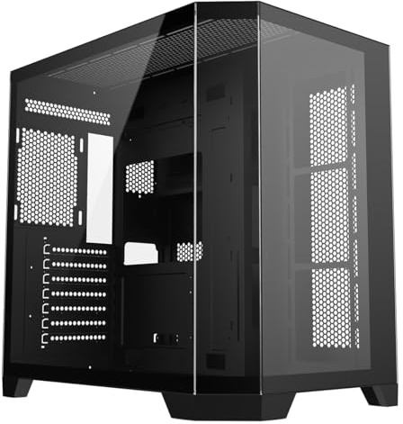 CiT DS360 Gaming PC Case ATX Mid Tower, Glass Panel Computer Case, Black | Dual-chamber ATX mid tower chassis with room for 10 fans and a 360mm radiator, built for cool, show-off gaming rig builds