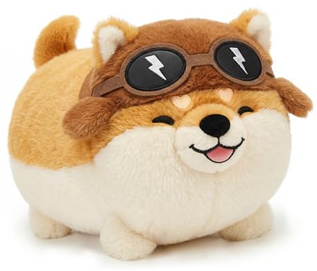 Mewaii 35 cm Pilot Shiba Inu, Weiches und Bezauberndes Plüschtier für Kinder, Charmantes Shiba Inu Plüschtier, das Perfekte Kuschelkissen und Geschenk