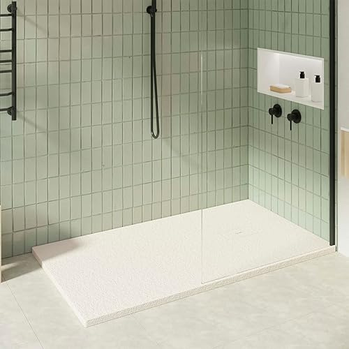 KOES - Receveur de douche en résine modèle OBI – 80x100 – Crème RAL 1013