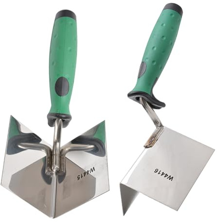Drywall Corner Tool, Stainless Steel Bricklaying Interior & Exterior Corner Trowel with Soft Grip Handle, Multi-Purpose Spatula Essential Tool(Color:Internal+External)