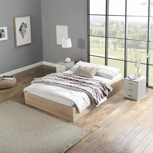 Home Treats Double Wooden Ottoman Bed Frame 4ft6 | Pine Bed with Storage Wood Double | Lift Up Under Bed Storage (No Mattress)