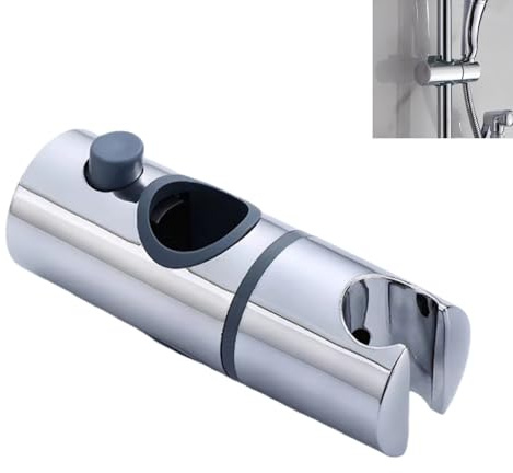 Universal Adjustable Shower Head Holder for Sliding Bar,360°Rotation Shower Riser Rail Slider Bracket,25mm Replacement Shower Clamp&Hose Holder,Chrome Shower Kit Accessories,Shower Riser Rail Kit